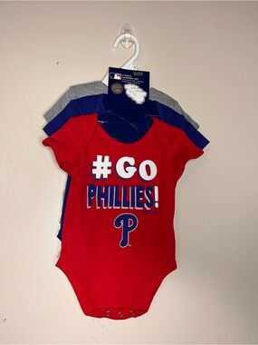MLB 3-Piece Baby Creeper Set in Red, Royal Blue, and Heather Gray